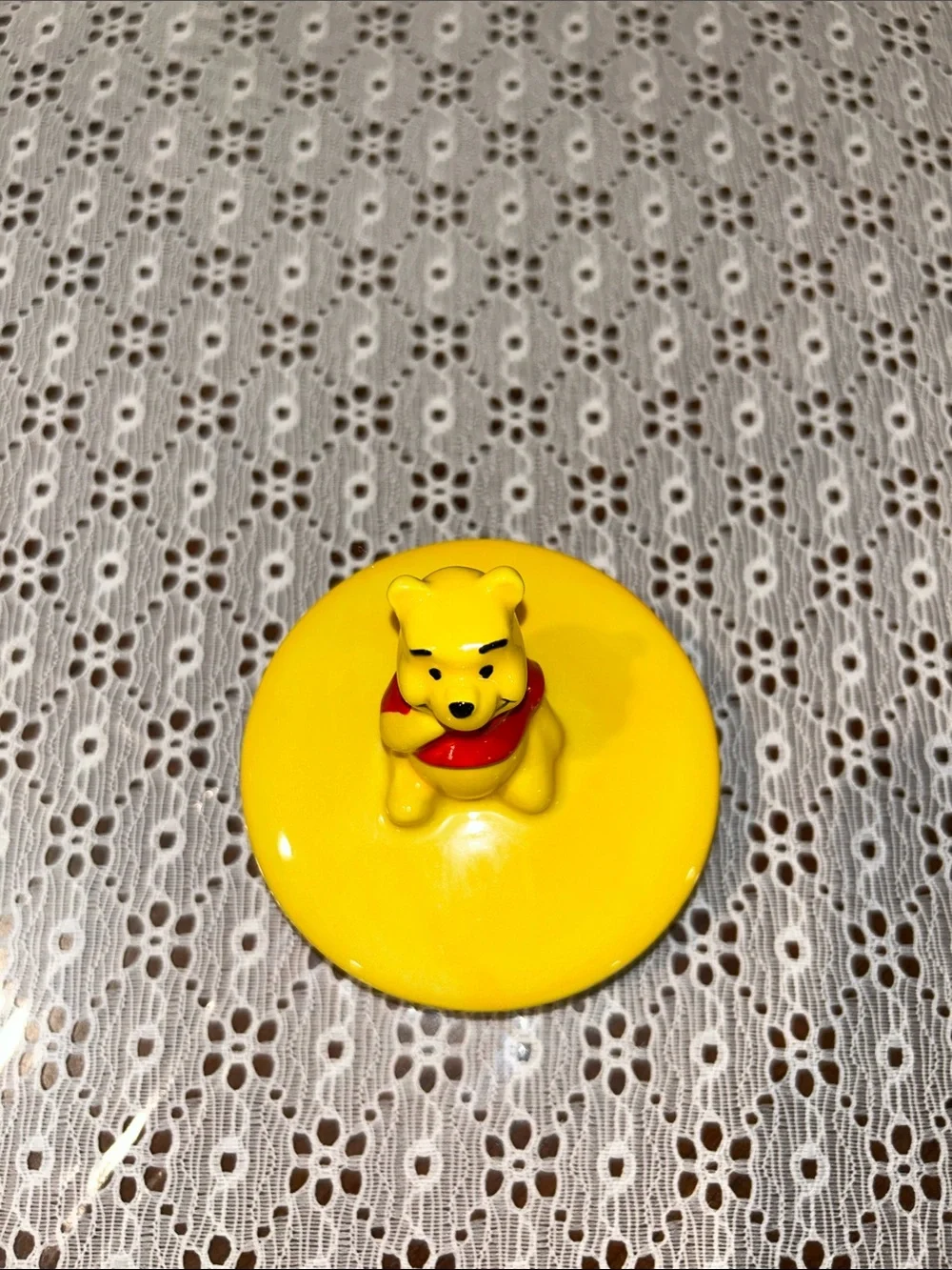 Winnie the Pooh Figurine Lid with Red Scarf